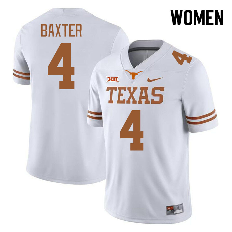 Women #4 CJ Baxter Texas Longhorns 2023 College Football Jerseys Stitched-White